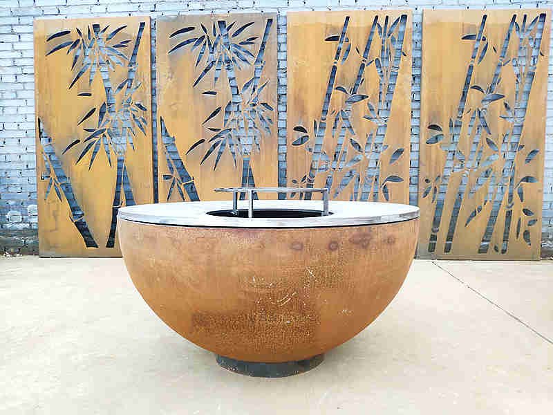 Corten Steel BBQ Grill Light